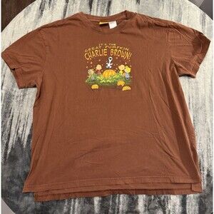 Vintage Peanuts Brown T Shirt Adult XL The Great Pumpkin Charlie Brown Graphic